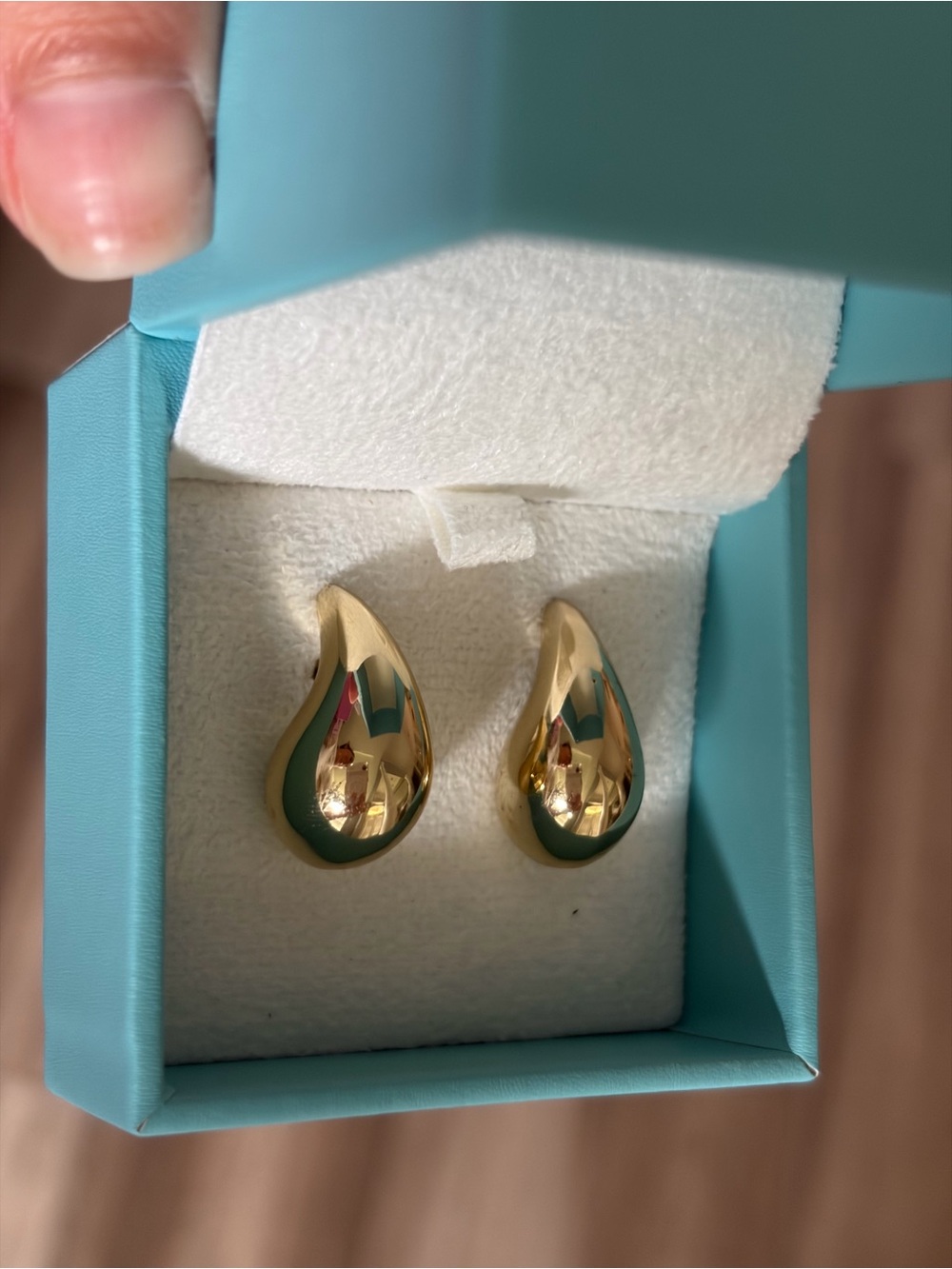 Gold-on-silver teardrop earrings